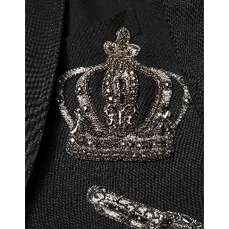 Black Bee Crown Embellished Suit Coat Blazer