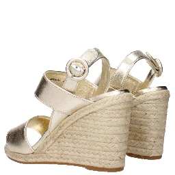 Gold Leather Wedge Sandals