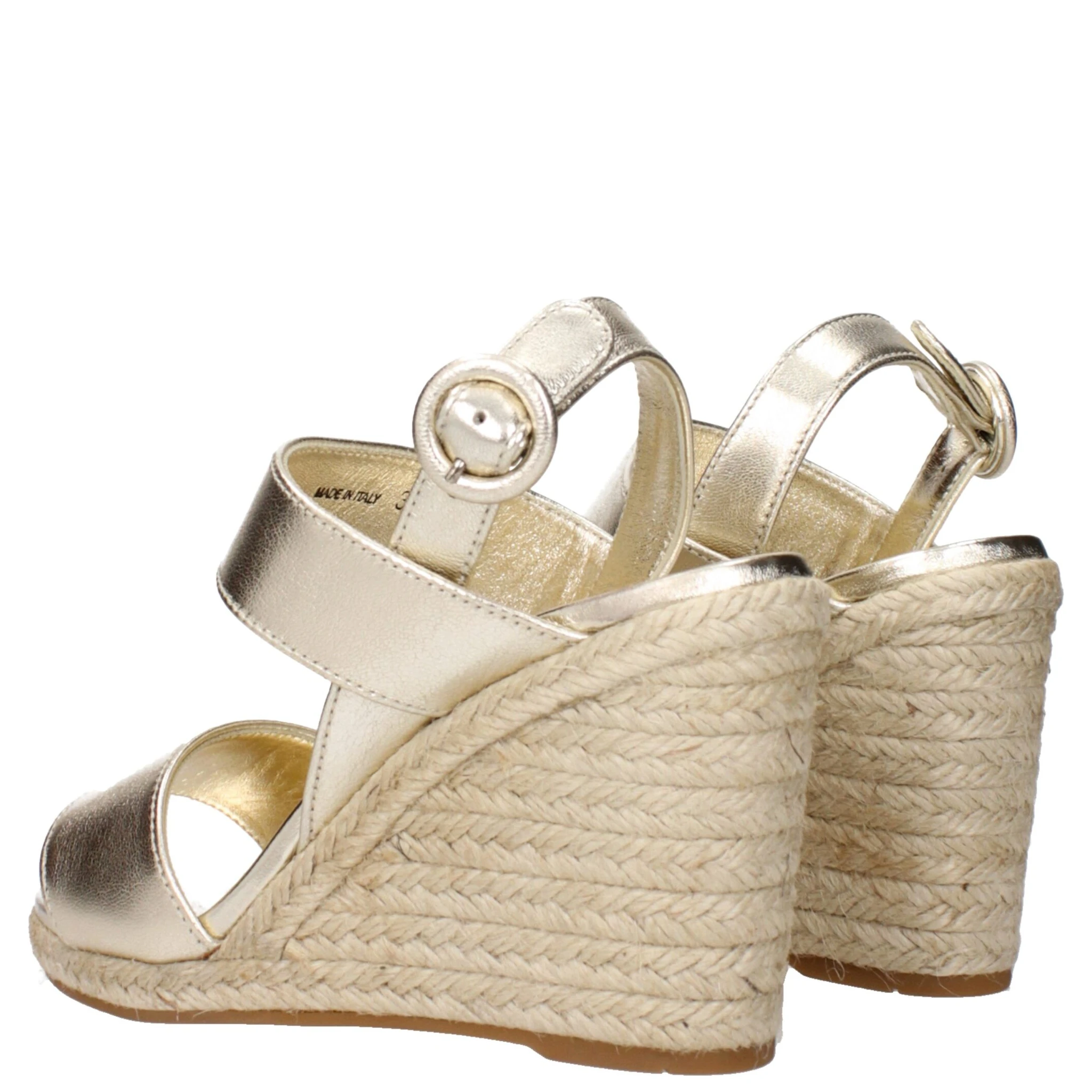 Gold Leather Wedge Sandals