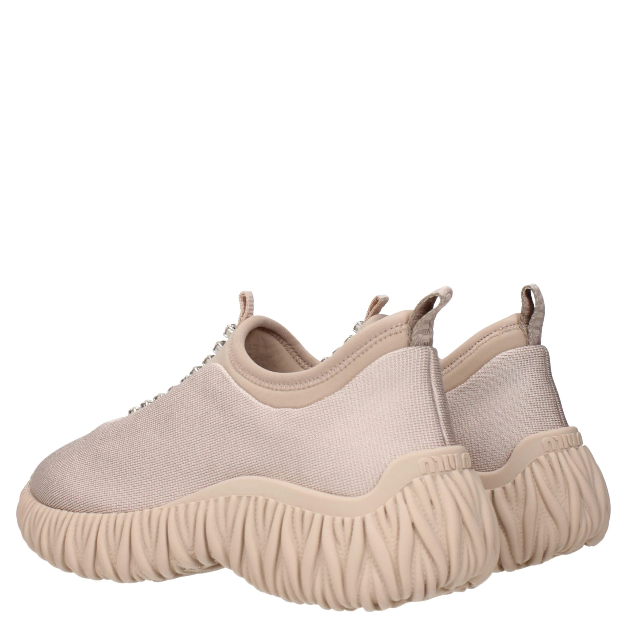Beige Fabric Sneakers
