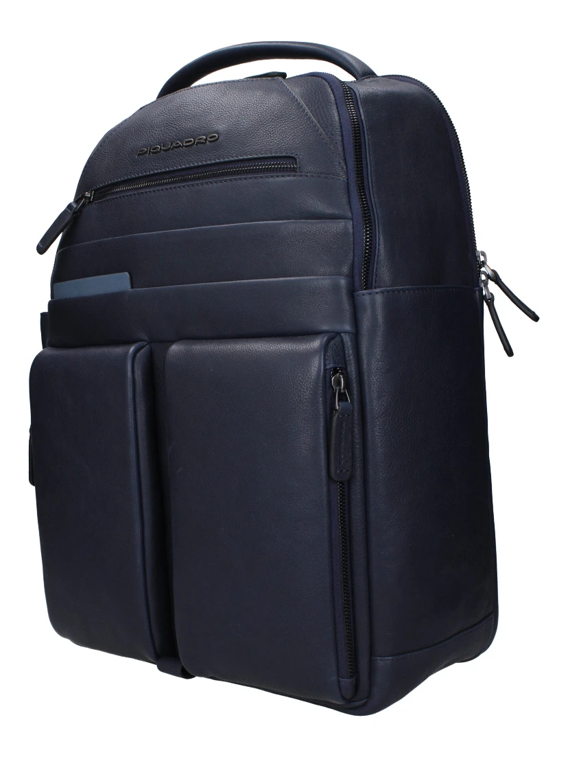 Blue Leather Backpack
