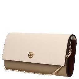 Beige Leather Clutch Bag