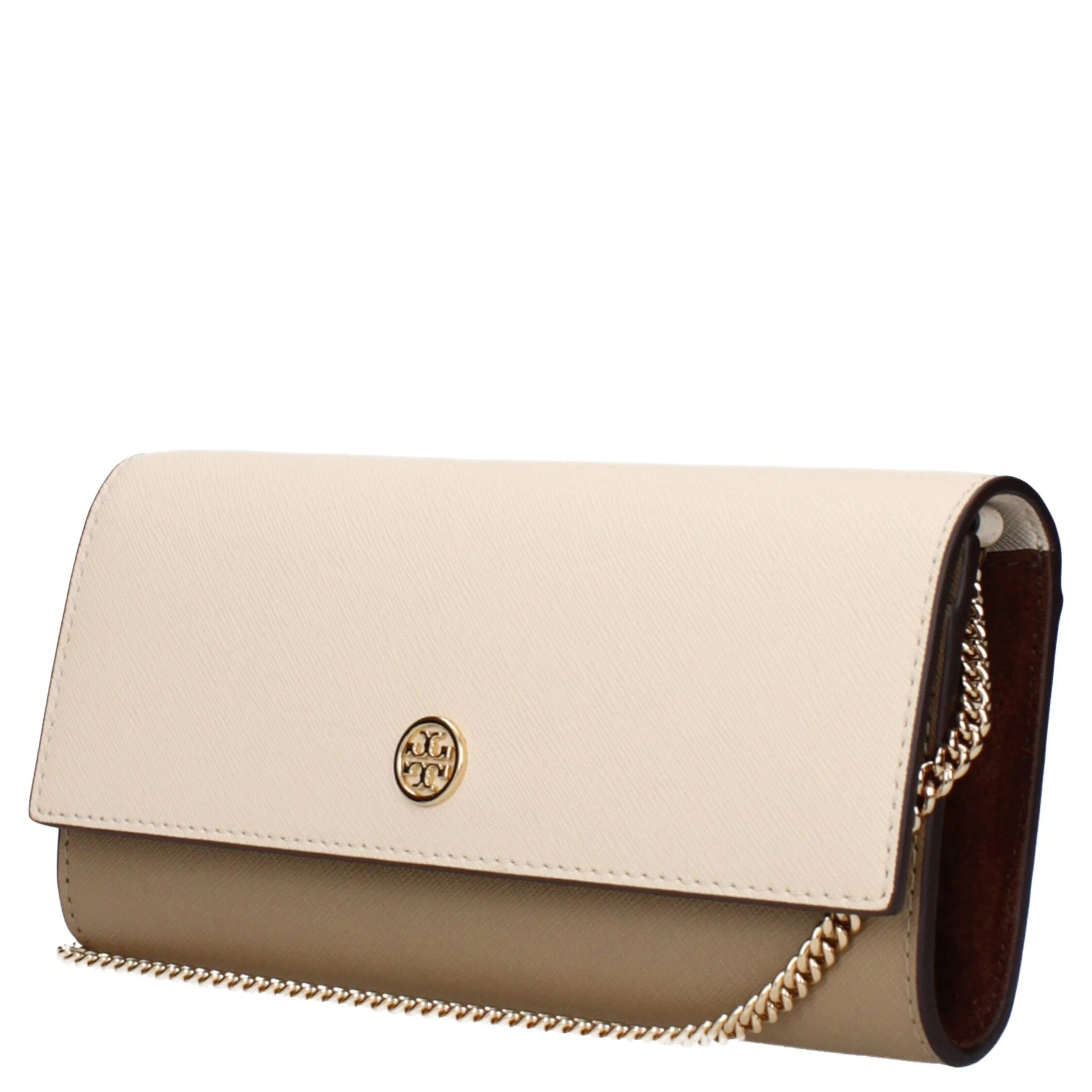 Beige Leather Clutch Bag