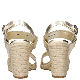 Gold Leather Wedge Sandals