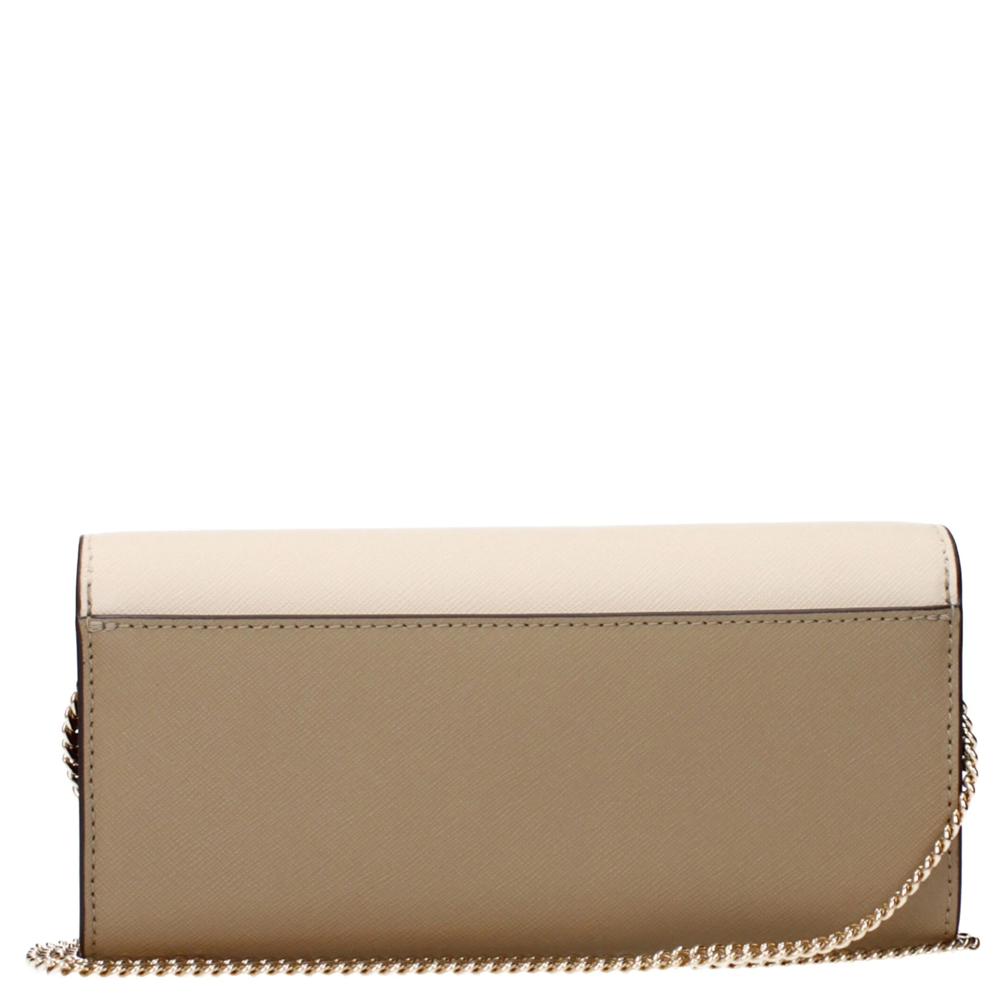 Beige Leather Clutch Bag