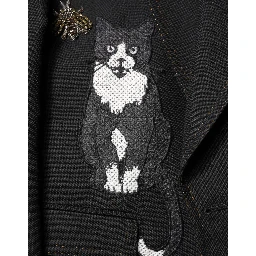 Black Bee Crown Embellished Suit Coat Blazer