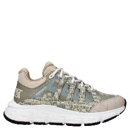 Green Fabric Low Top Sneakers