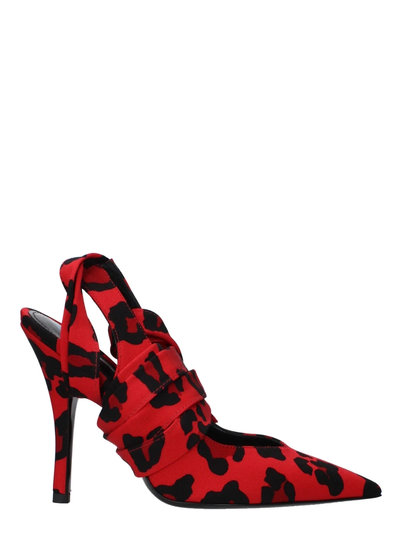 Red Fabric High Heel Pumps
