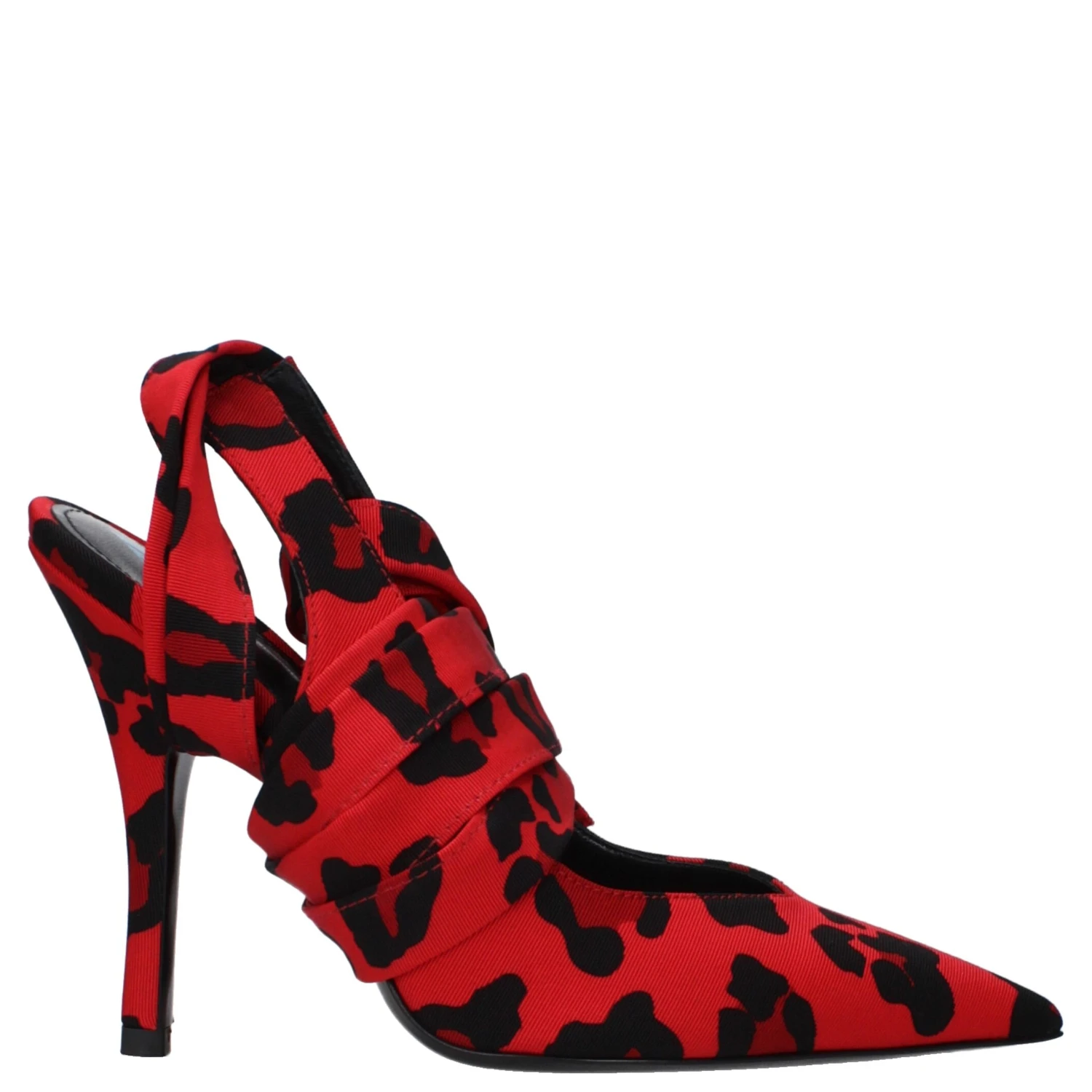 Red Fabric High Heel Pumps