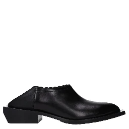 Black Leather Mules