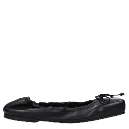 Black Leather Ballet Flats