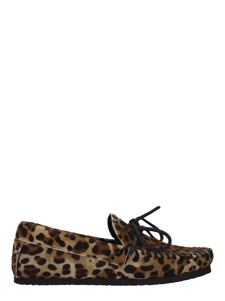 Brown Horsehair Slip-On Loafers