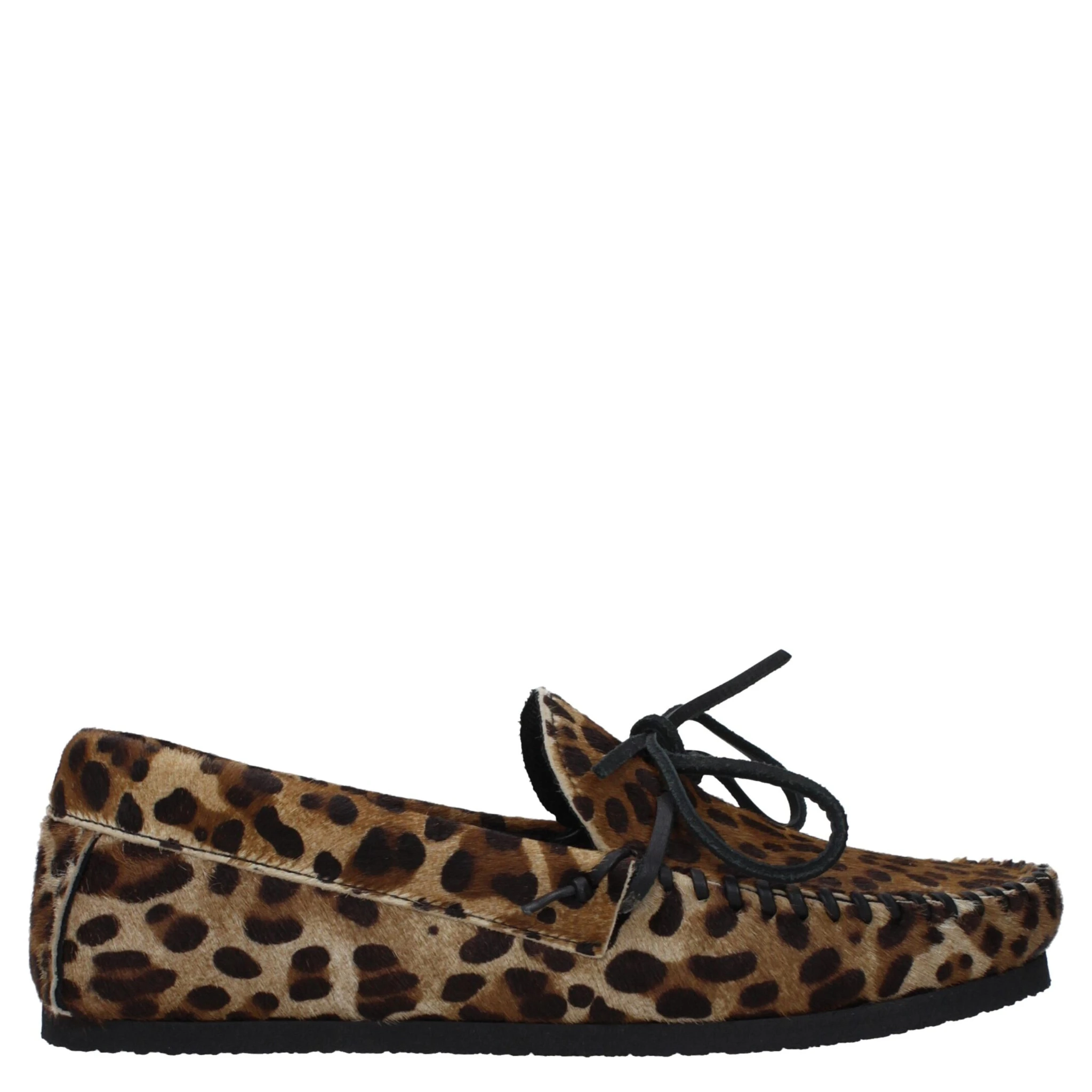 Brown Horsehair Slip-On Loafers