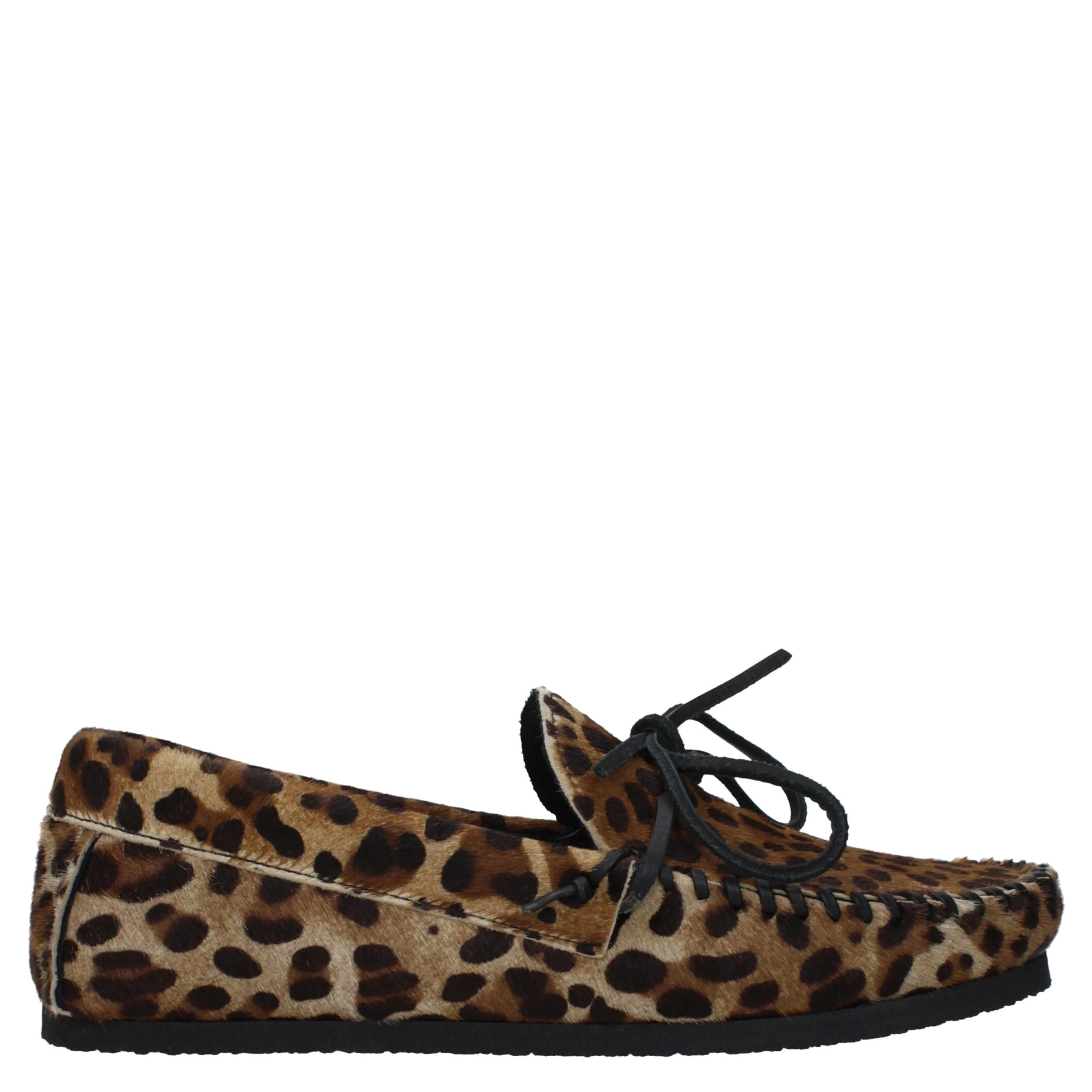 Brown Horsehair Slip-On Loafers