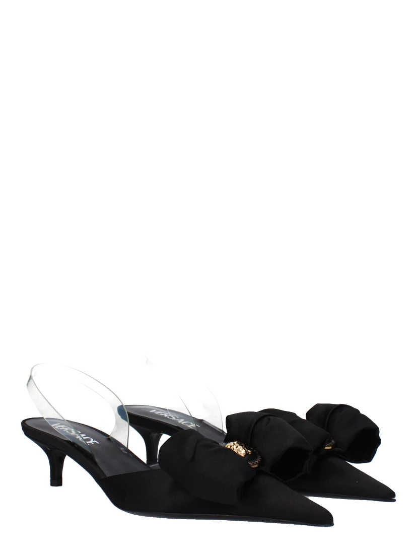 Black Satin Flat Sandals