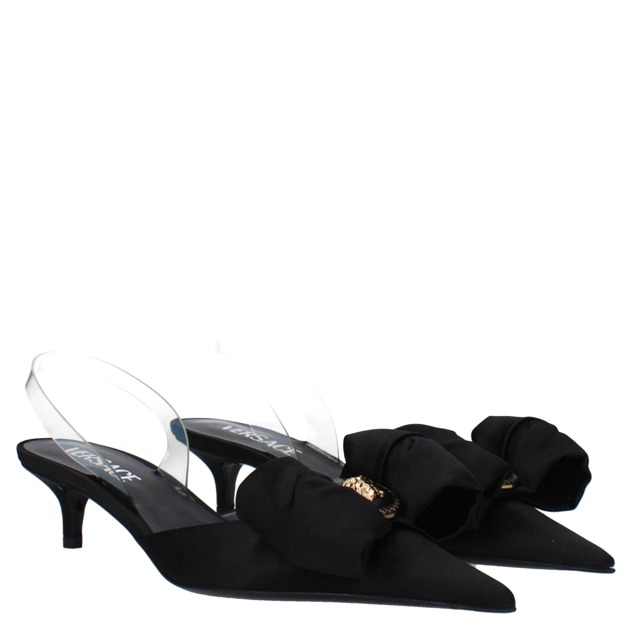 Black Satin Flat Sandals