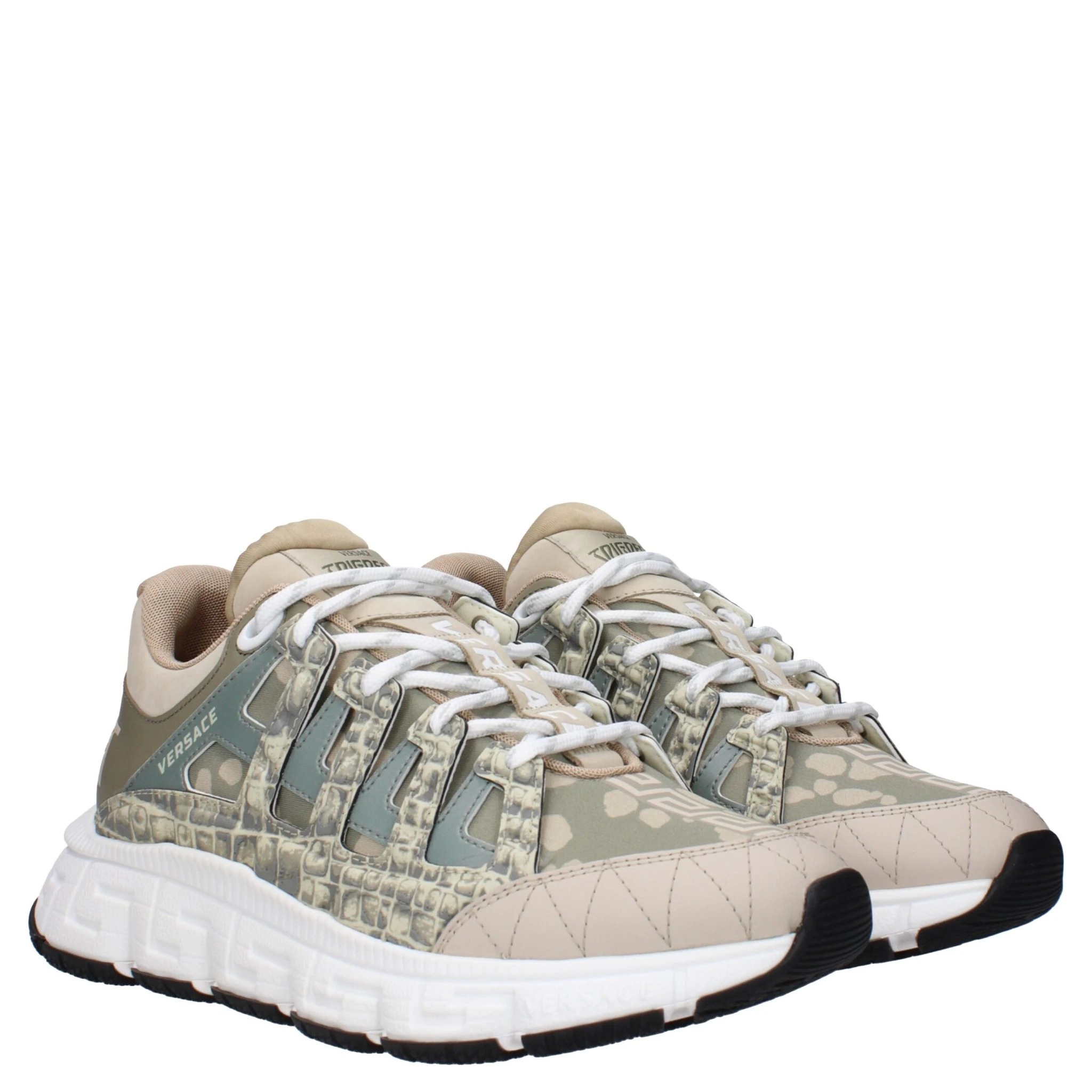 Green Fabric Low Top Sneakers