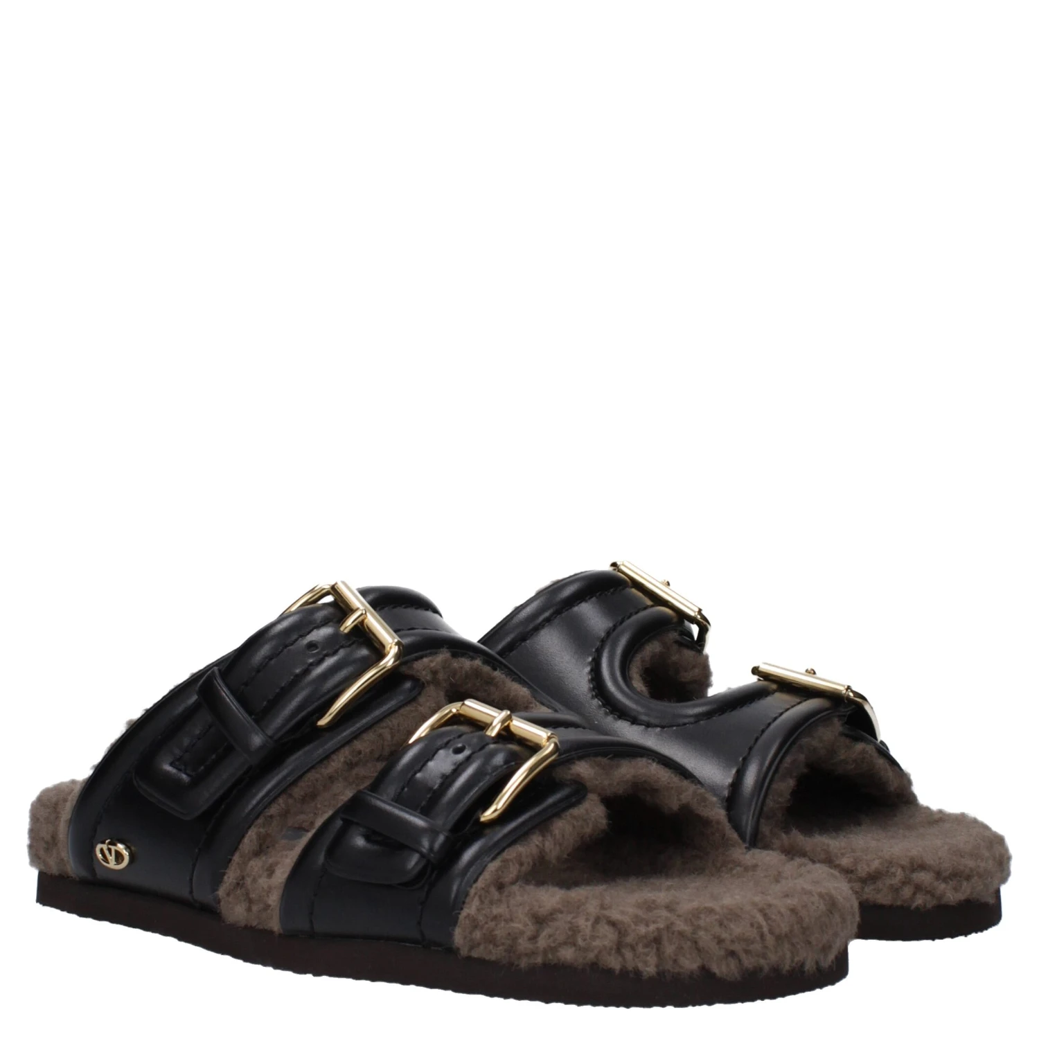 Black Leather Slippers