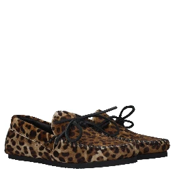 Brown Horsehair Slip-On Loafers