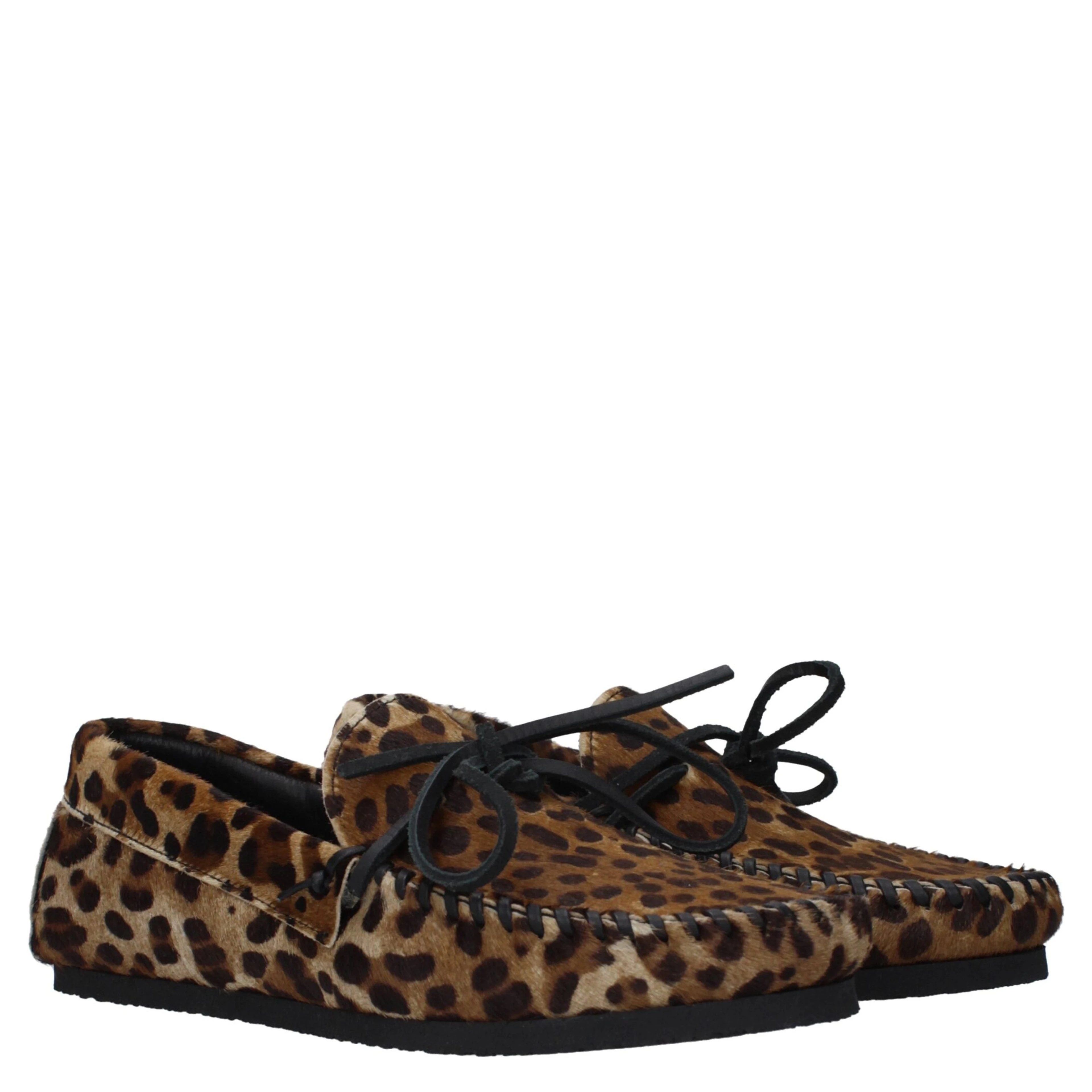 Brown Horsehair Slip-On Loafers
