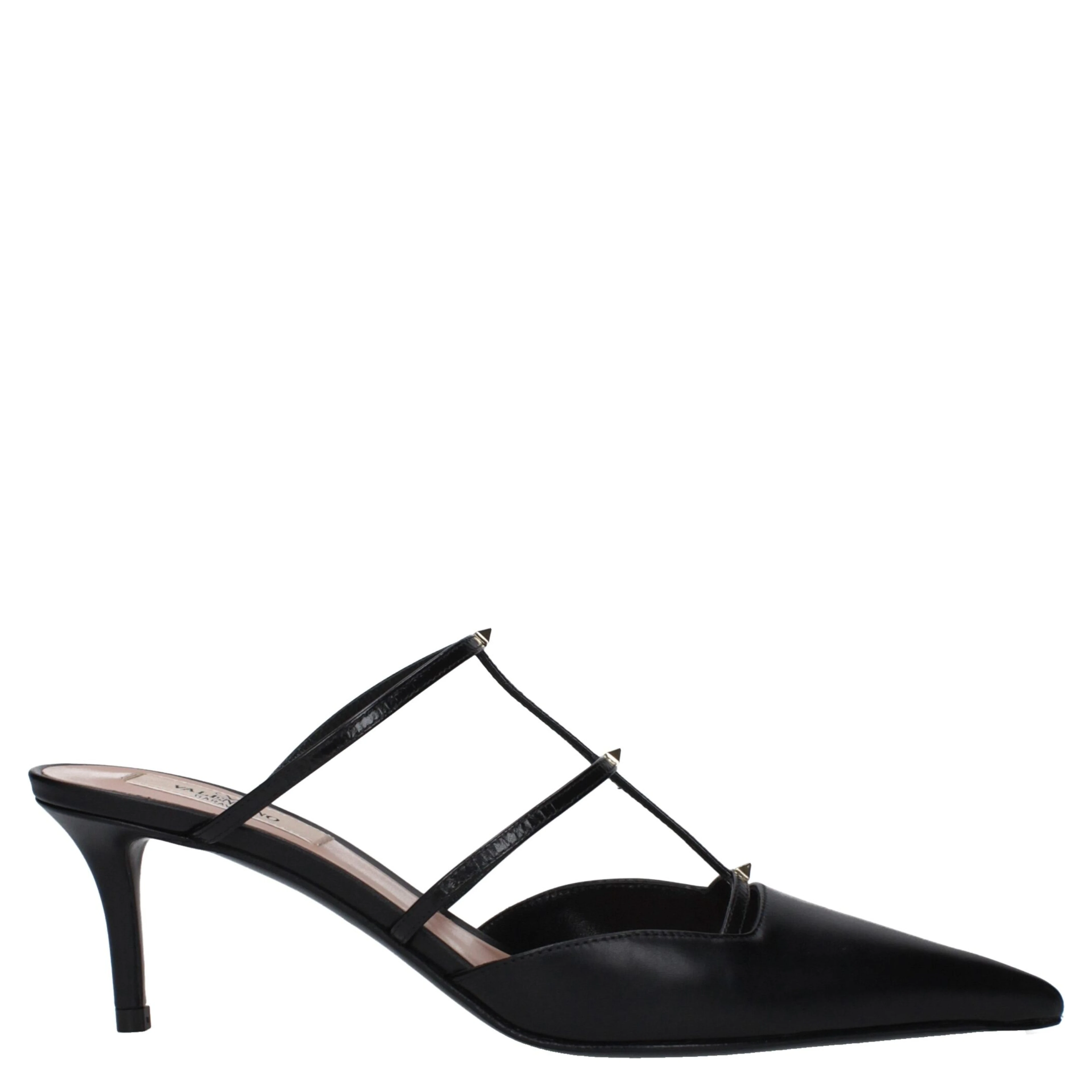 Black Leather Flat Sandals
