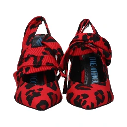 Red Fabric High Heel Pumps