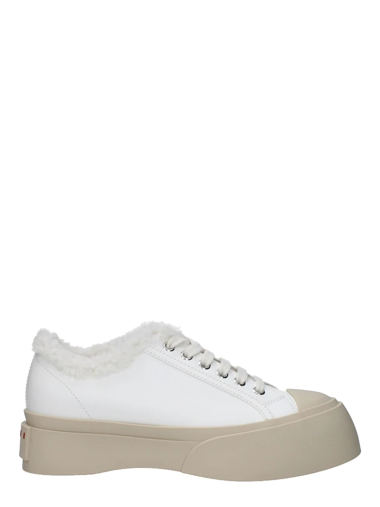 White Leather Low Top Sneakers