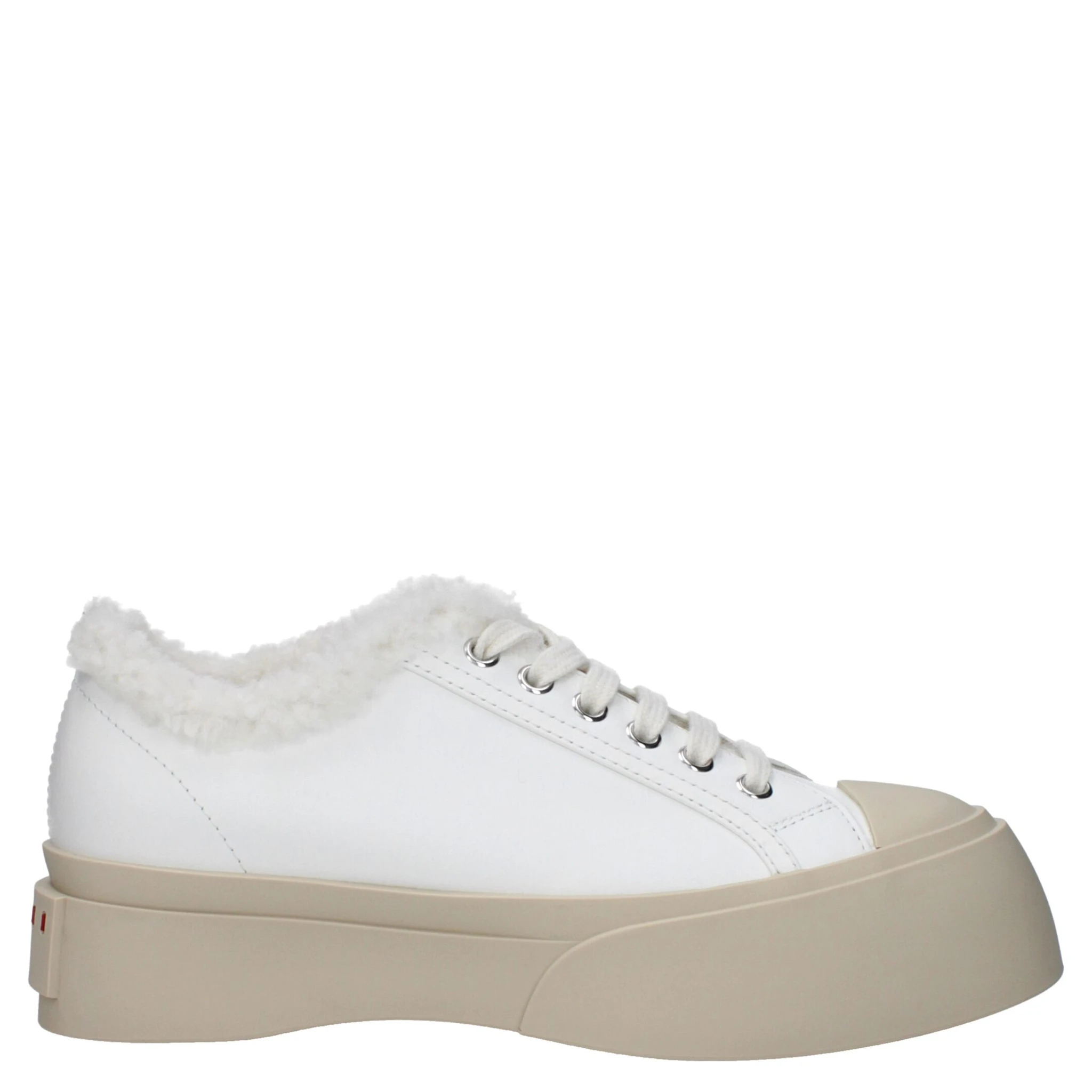 White Leather Low Top Sneakers
