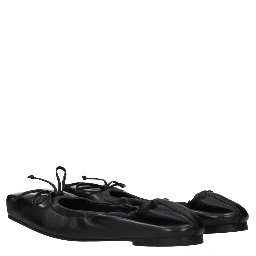Black Leather Ballet Flats
