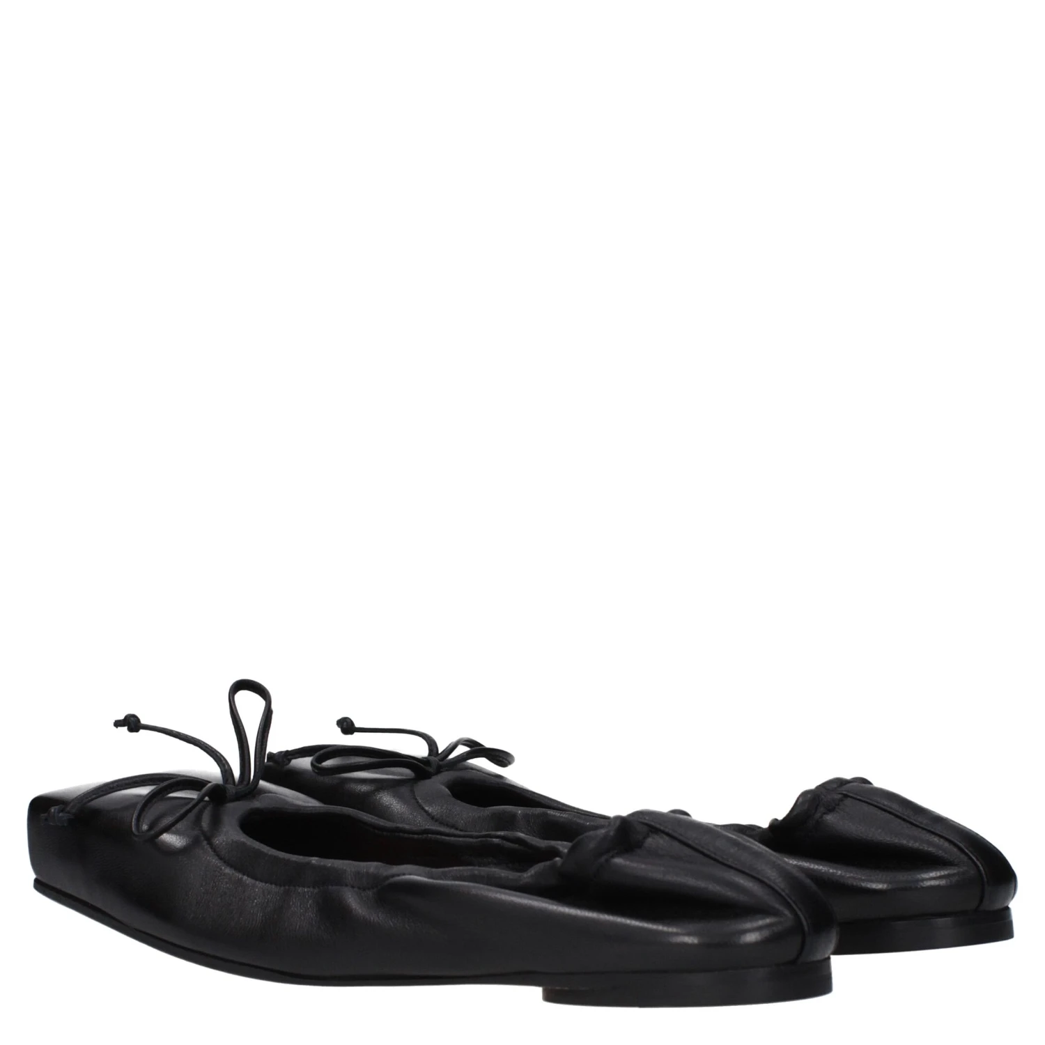 Black Leather Ballet Flats