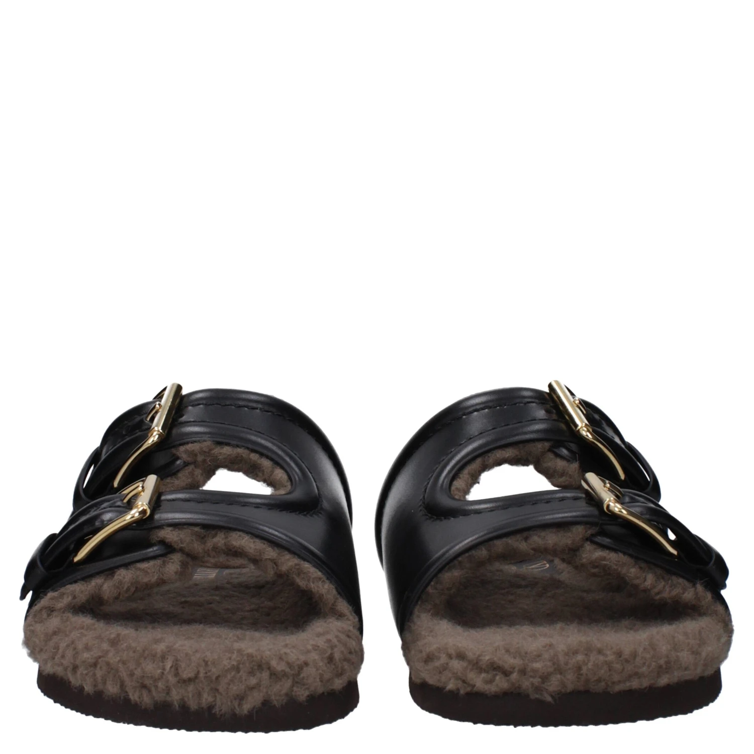 Black Leather Slippers