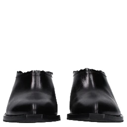 Black Leather Mules