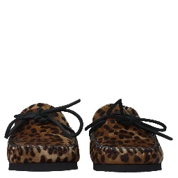 Brown Horsehair Slip-On Loafers
