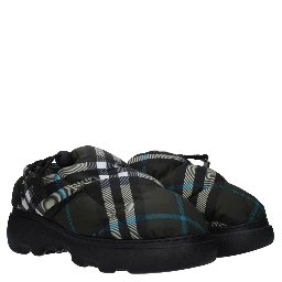 Green Fabric Slip-On Loafers