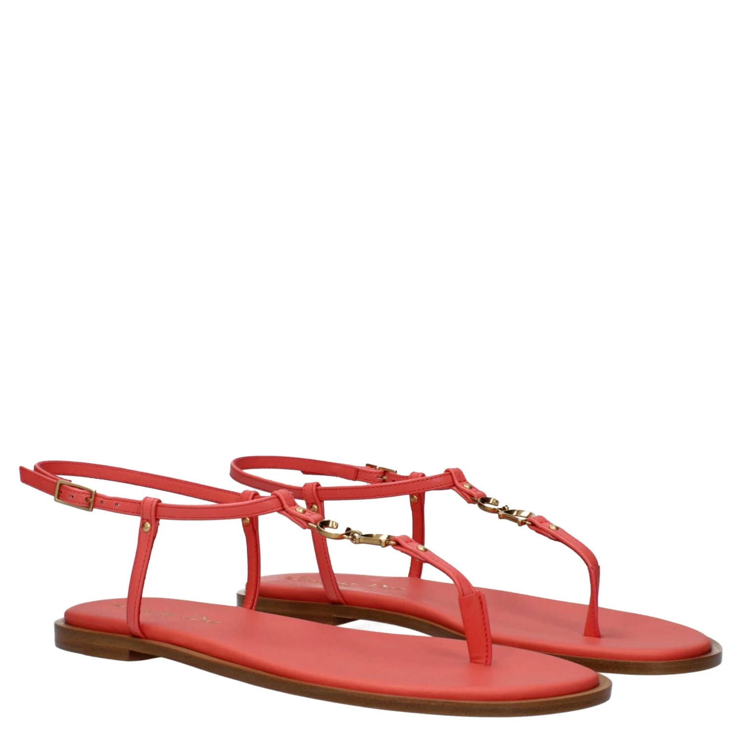 Pink Leather Flip-Flop Sandals