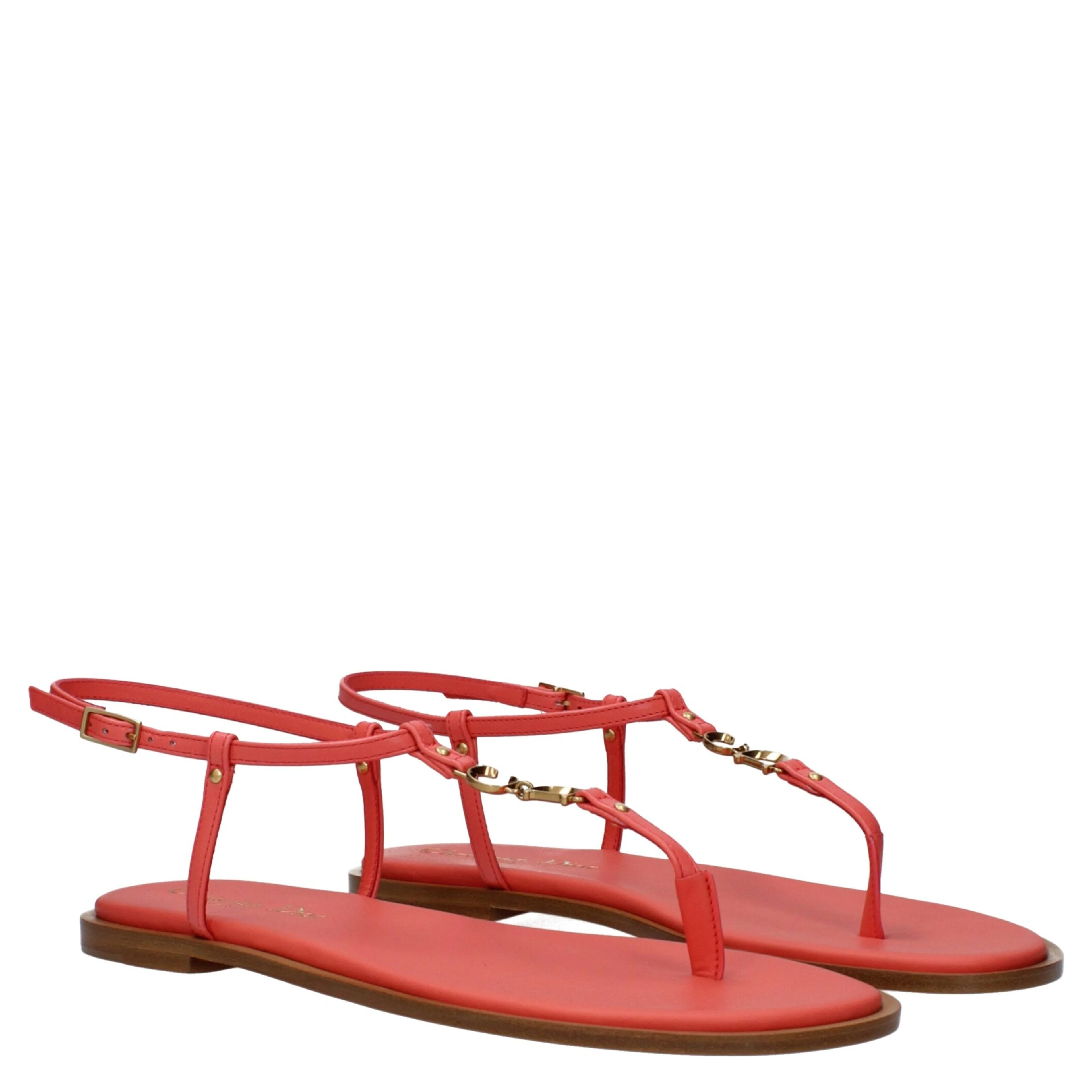 Pink Leather Flip-Flop Sandals