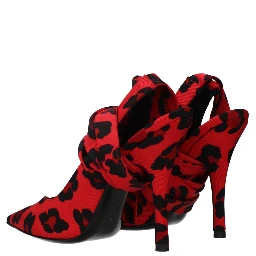 Red Fabric High Heel Pumps