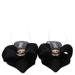 Black Satin Flat Sandals