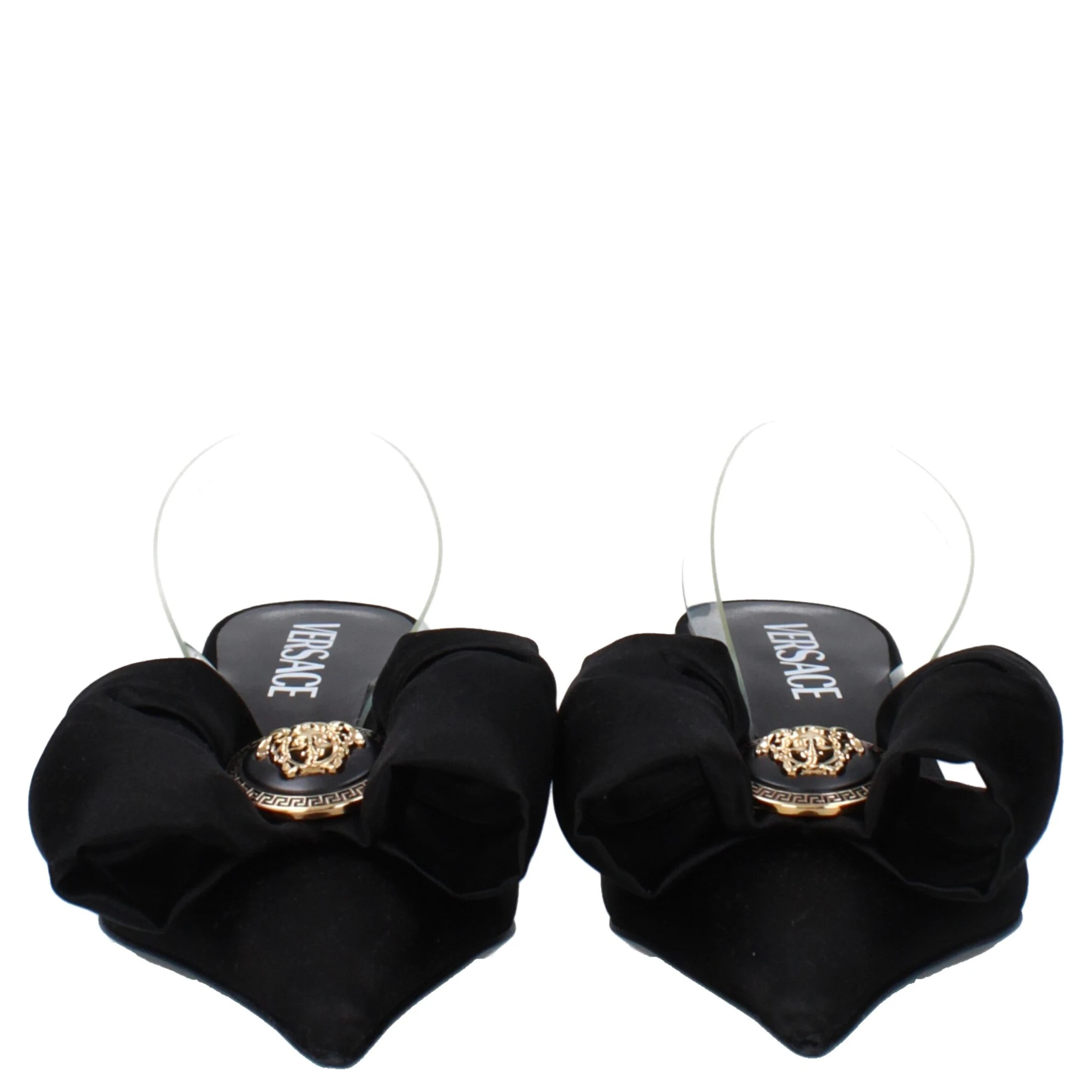 Black Satin Flat Sandals