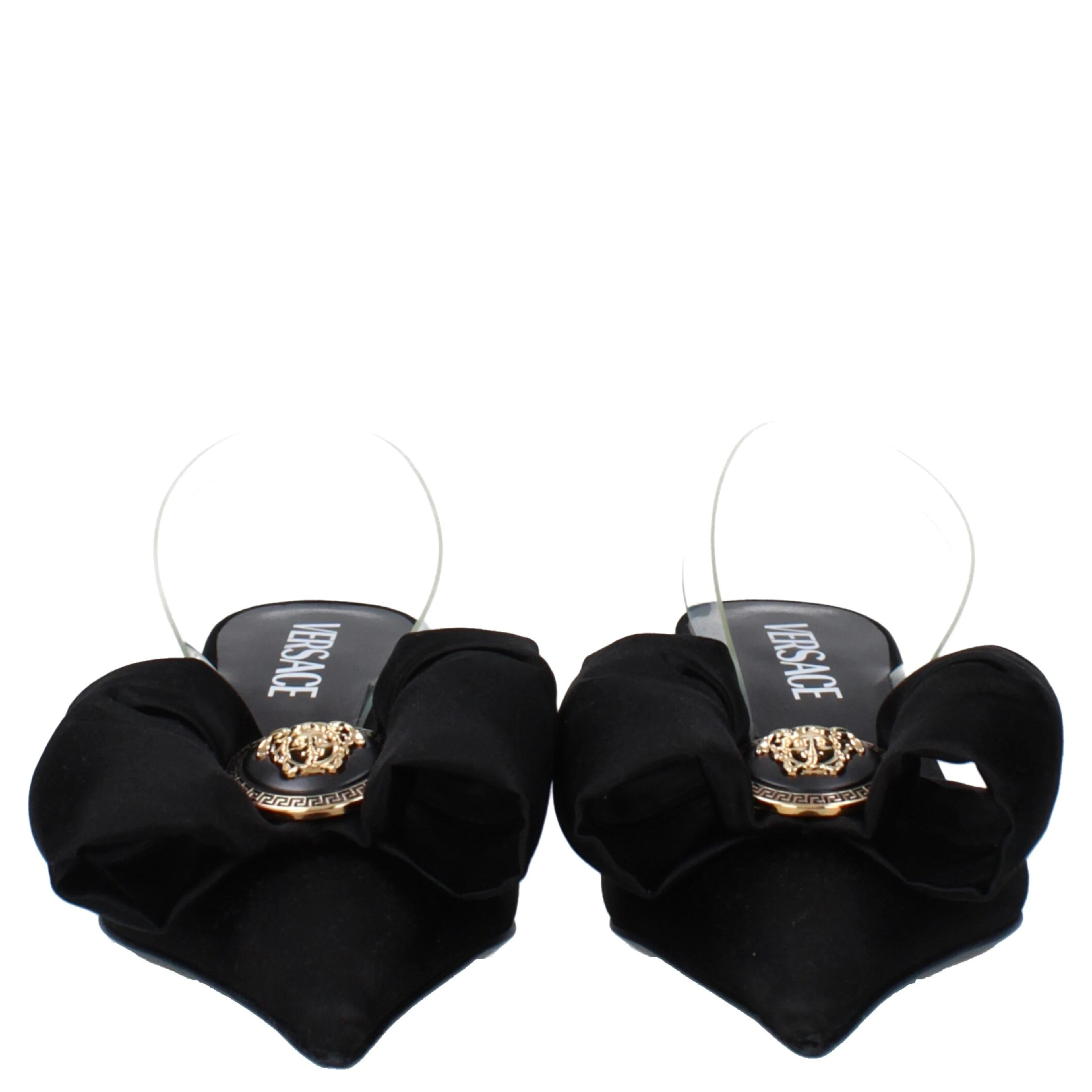 Black Satin Flat Sandals