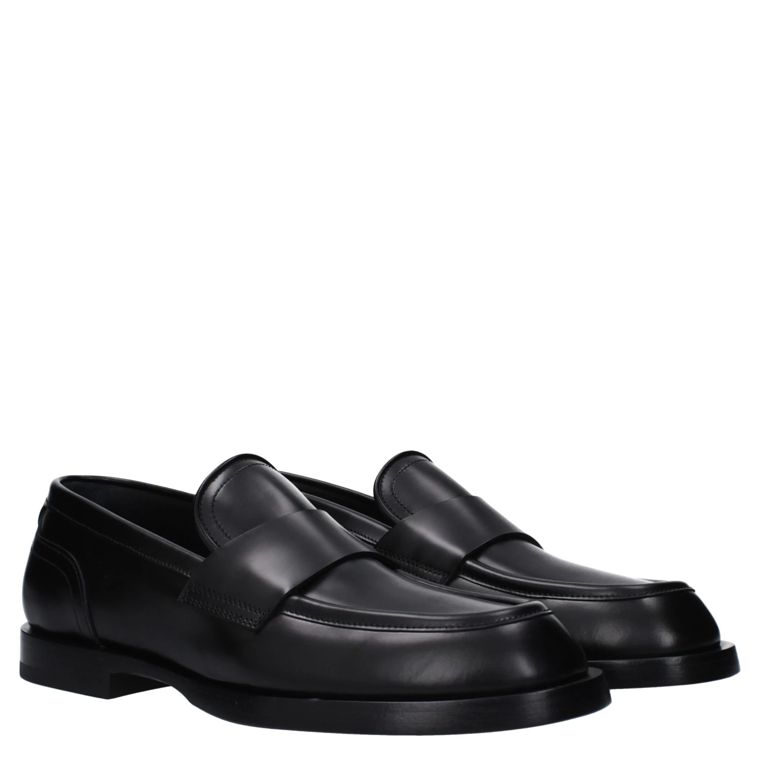Black Leather Slip-On Loafers