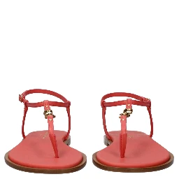 Pink Leather Flip-Flop Sandals