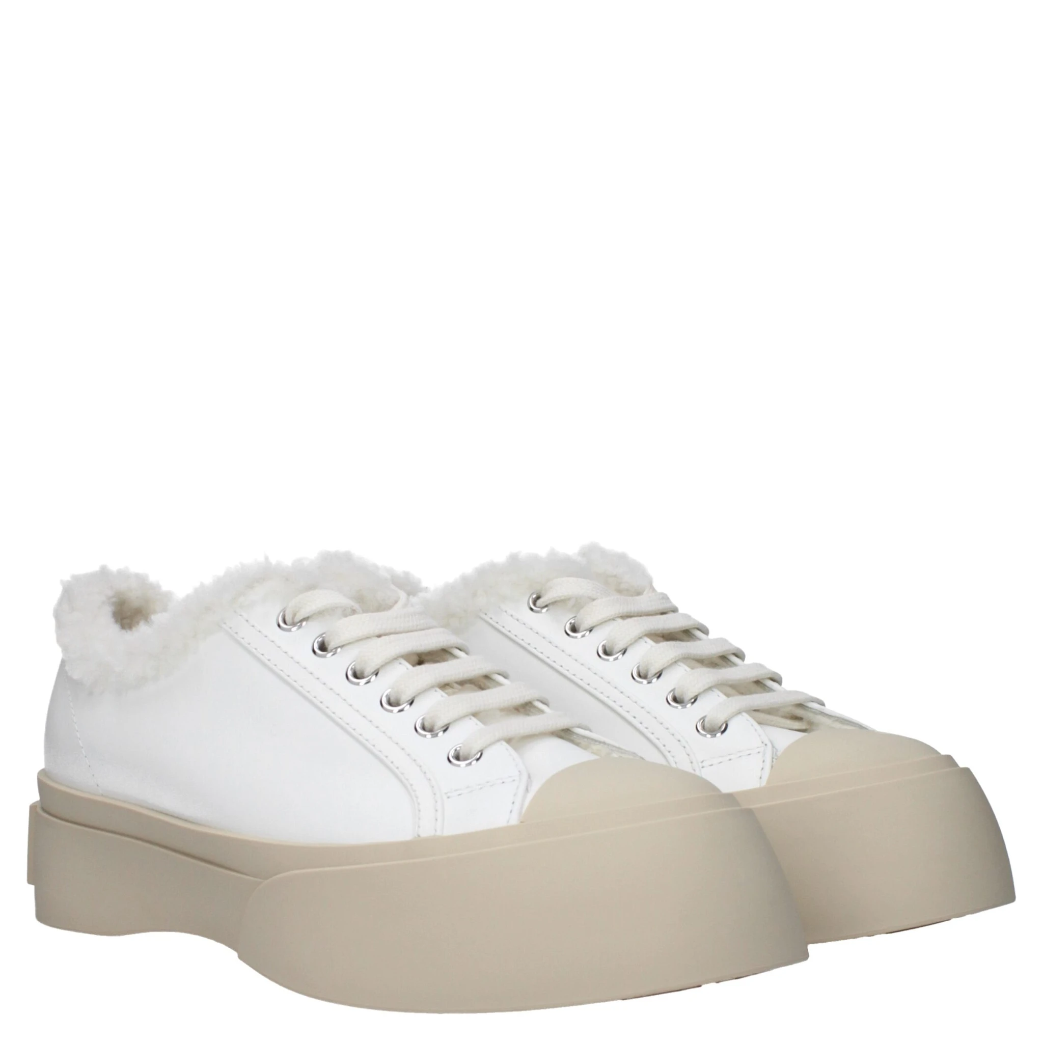 White Leather Low Top Sneakers
