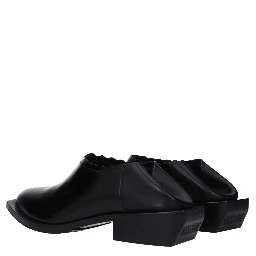 Black Leather Mules