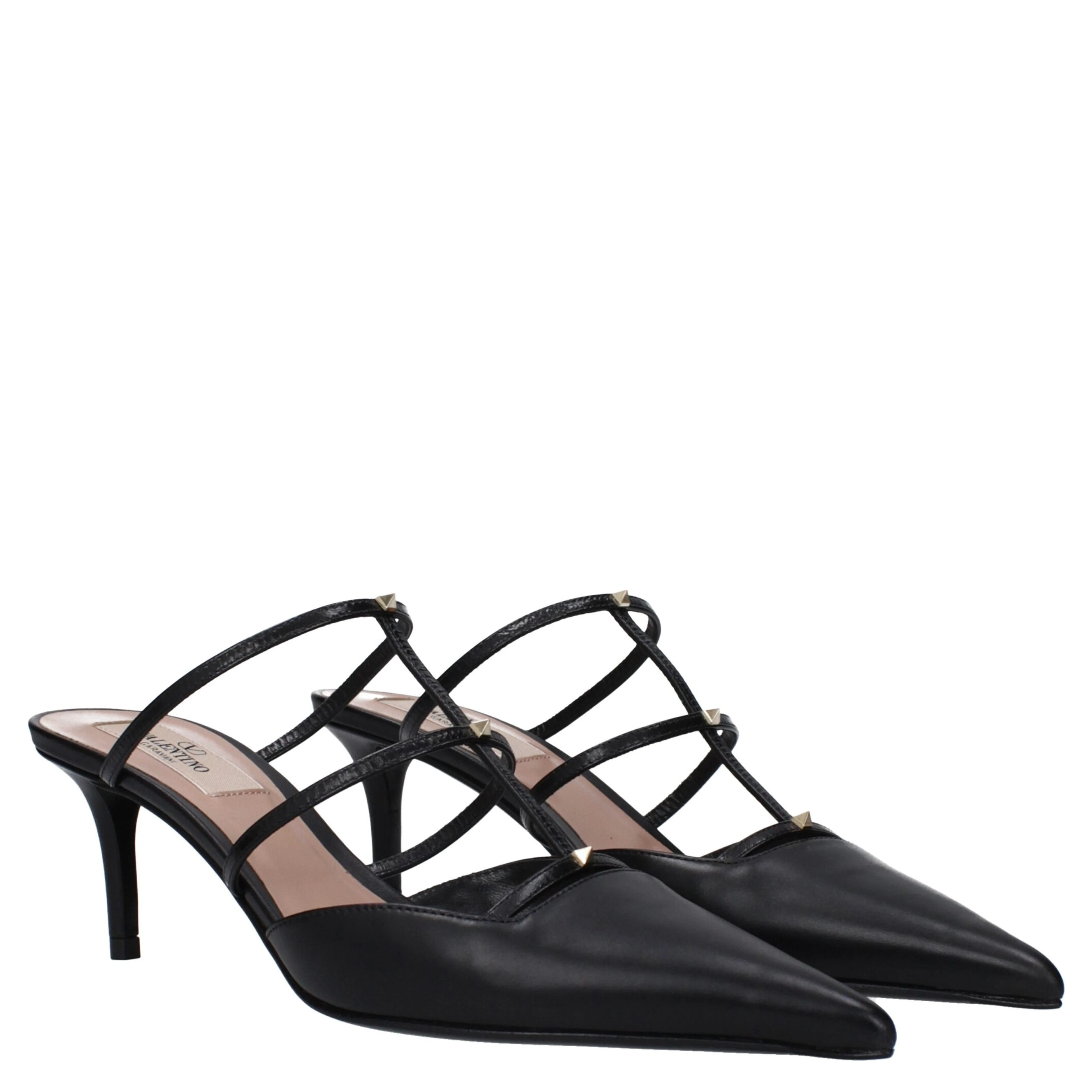 Black Leather Flat Sandals