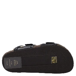 Black Leather Slippers