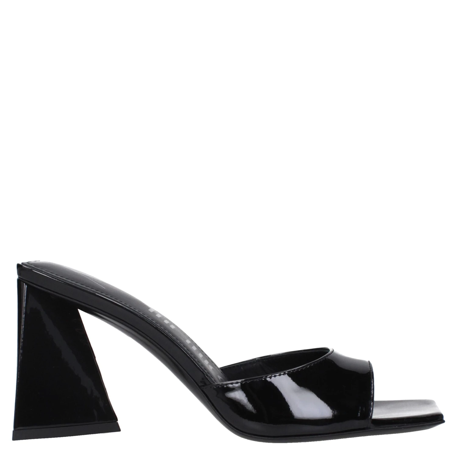 Black Leather Stiletto Heel Sandals