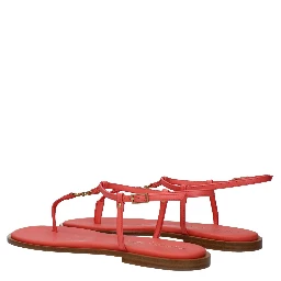 Pink Leather Flip-Flop Sandals