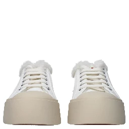 White Leather Low Top Sneakers