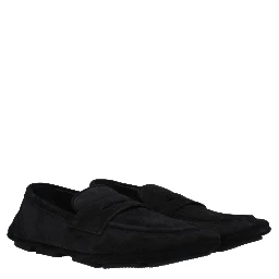 Black Leather Slip-On Loafers